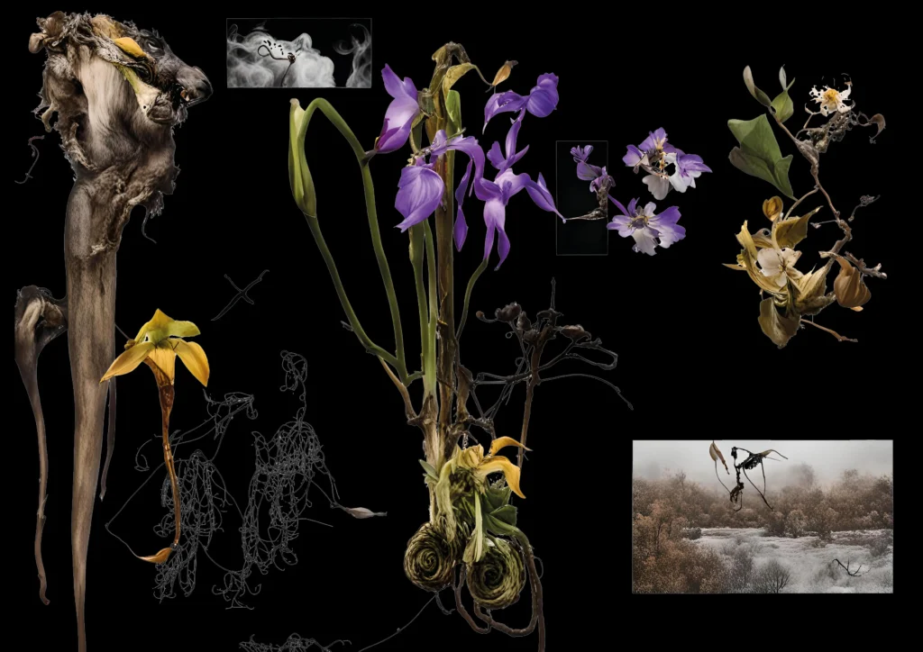 Visuals from Lea Collet’s project proposal ‘Herbarium-Hybrid’. Courtesy the artist © Lea Collet, 2024.