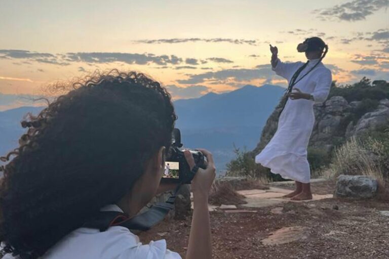 Saudi Artists Nouf Alhimiary is enjoying a sunset in Greece for exploring creativity.